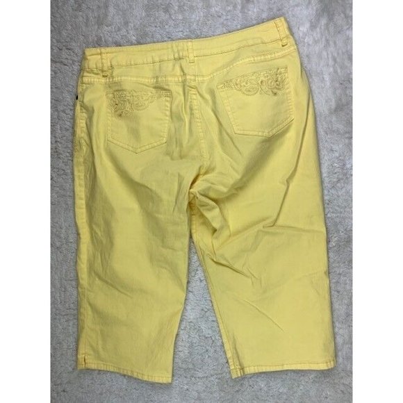 Christopher & Banks Size 16 Womens Capri Jeans Yellow Stretch - Picture 4 of 4